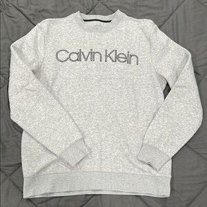 Calvin Klein Gray Crewneck Sweater Soft Cotton Blend